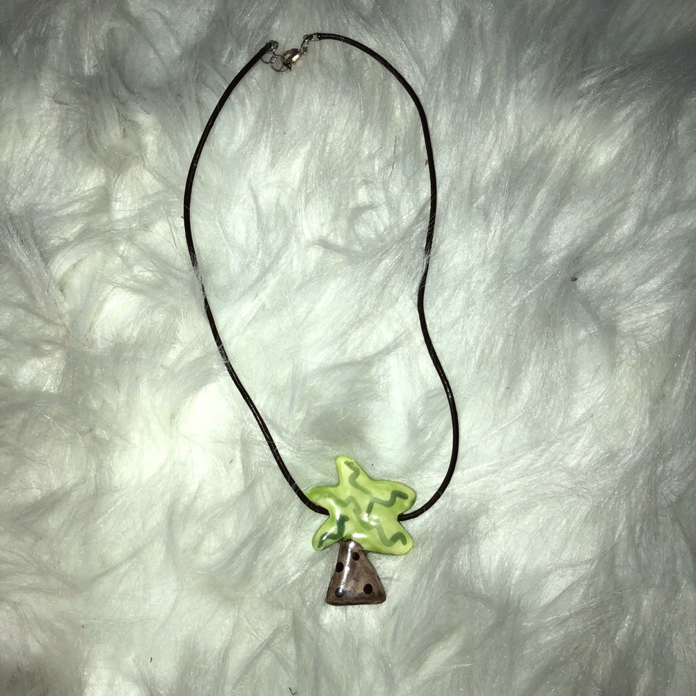 Ceramic Bead Palm Tree Necklace! Handmade!